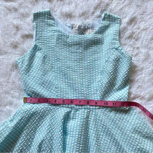 Vintage retro 50s style dress circle skirt - blue gingham - Picture 8 of 14